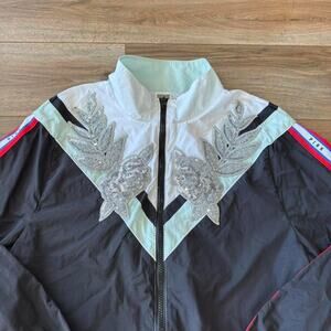 Victoria’s Secret PINK Women Size M Sequin Appliqué Windbreaker Jacket embroider